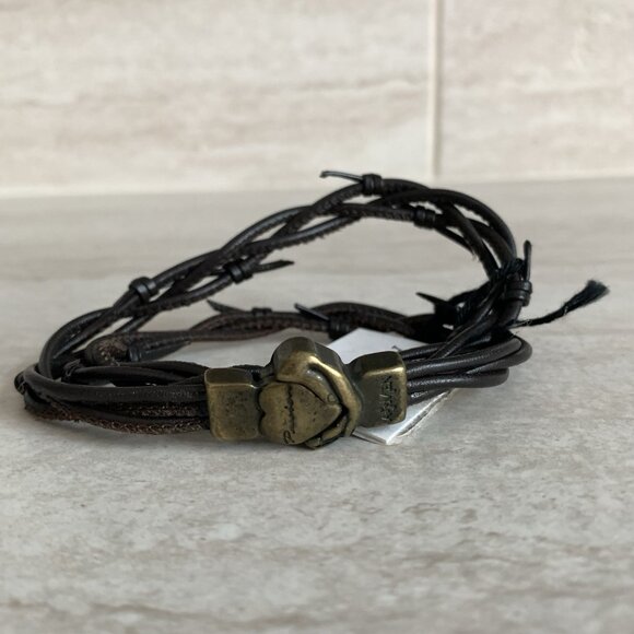AMEN Passion Brown Leather Bracelet Unisex Double Layer Braid Magnet Lock NWT - Picture 5 of 5